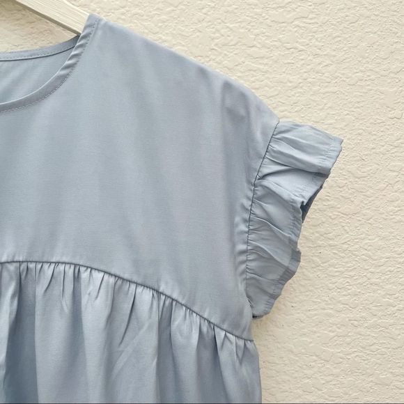 Tiered Baby Doll Dress, Ruffle Sleeves, Soft Blue, Effortless & Feminine… - Picture 4 of 9